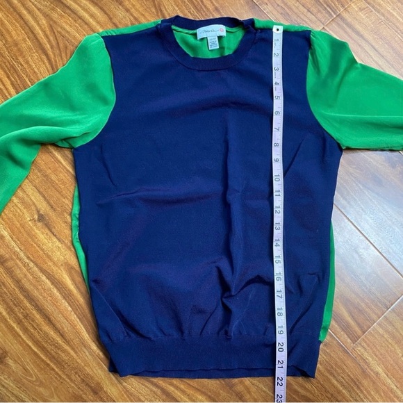 Target x Phillip Lim Navy Green Colorblock Crew Mix Media Sweater Top Sixe XS - Picture 15 of 16